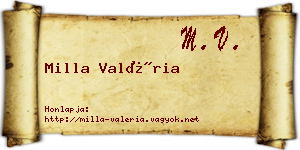 Milla Valéria névjegykártya